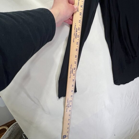 Helmut Lang XS Black Sheer  Long Sleeve V Neck Asymmetrical Hem Whymsical Top - Picture 7 of 10